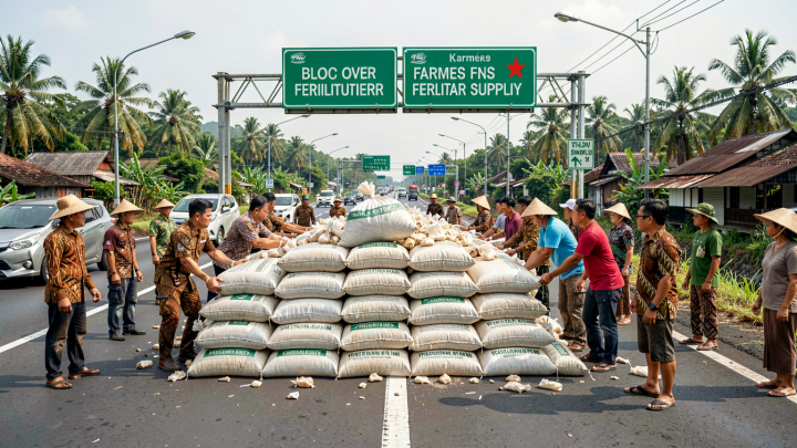 Farmers block highway over fertilizer supply