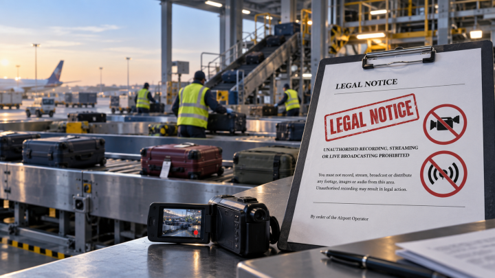 Legal notice sent demanding live broadcast of airport luggage handling