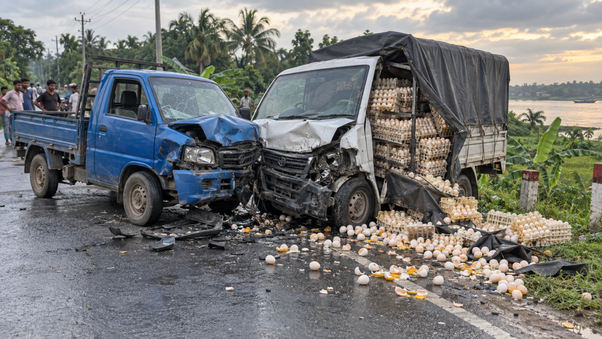 Pickup hits egg-laden van, driver killed in Chandpur